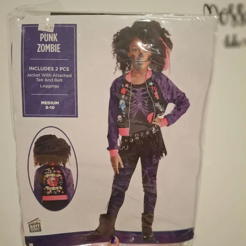 PUNK ZOMBIE Girls Purple Halloween Costume Kit - Picture 7 of 7